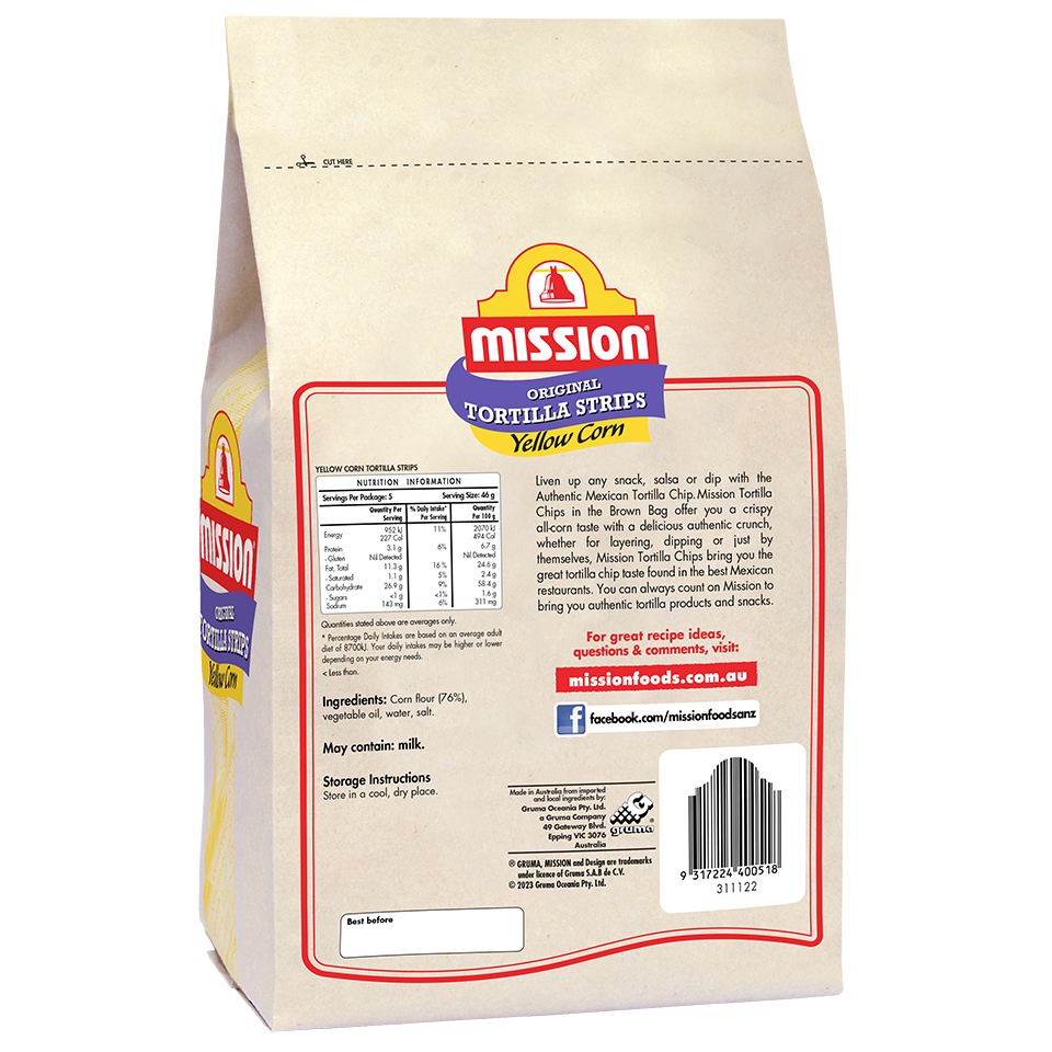 Mission Yellow Corn Tortilla Strips Render Logo Back
