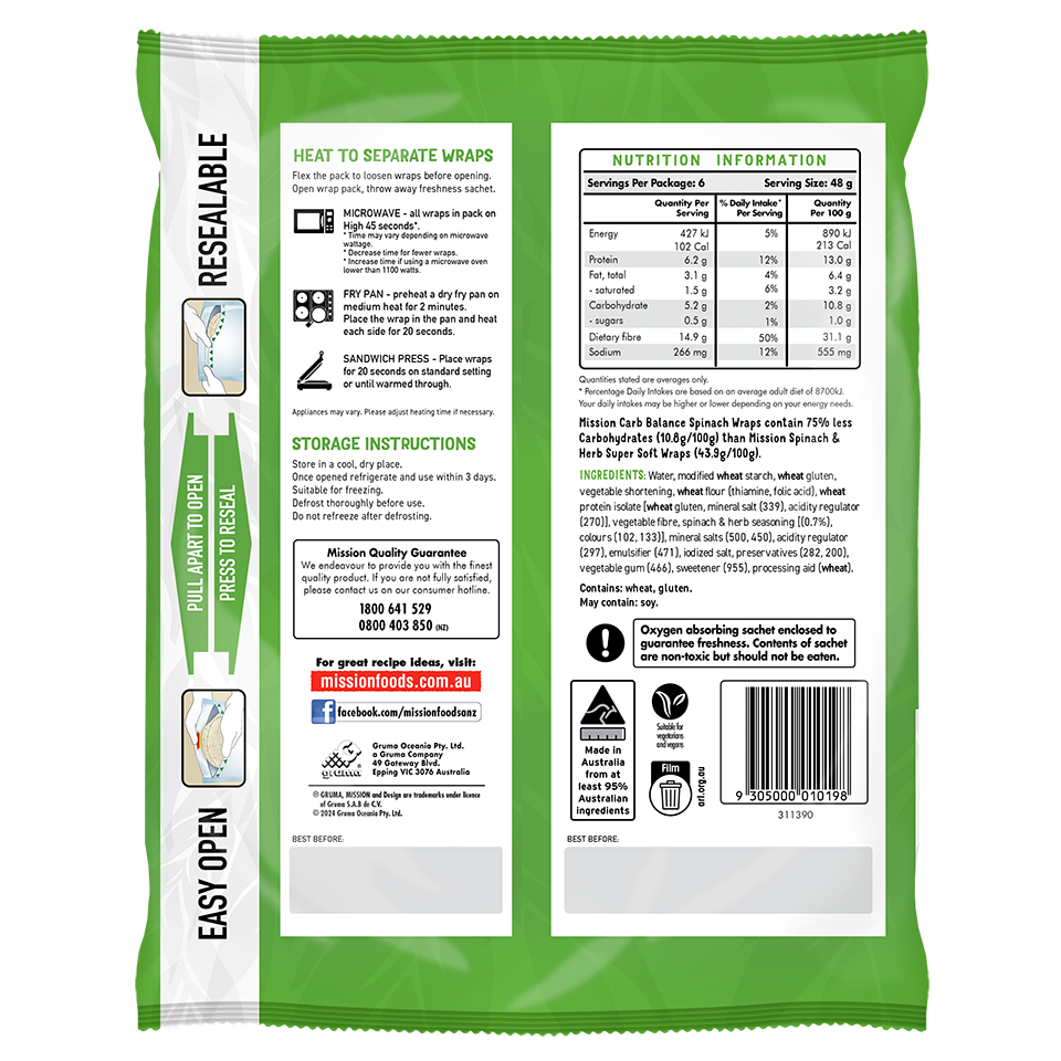 Mission Carb Balance Spinach Render Back 2024