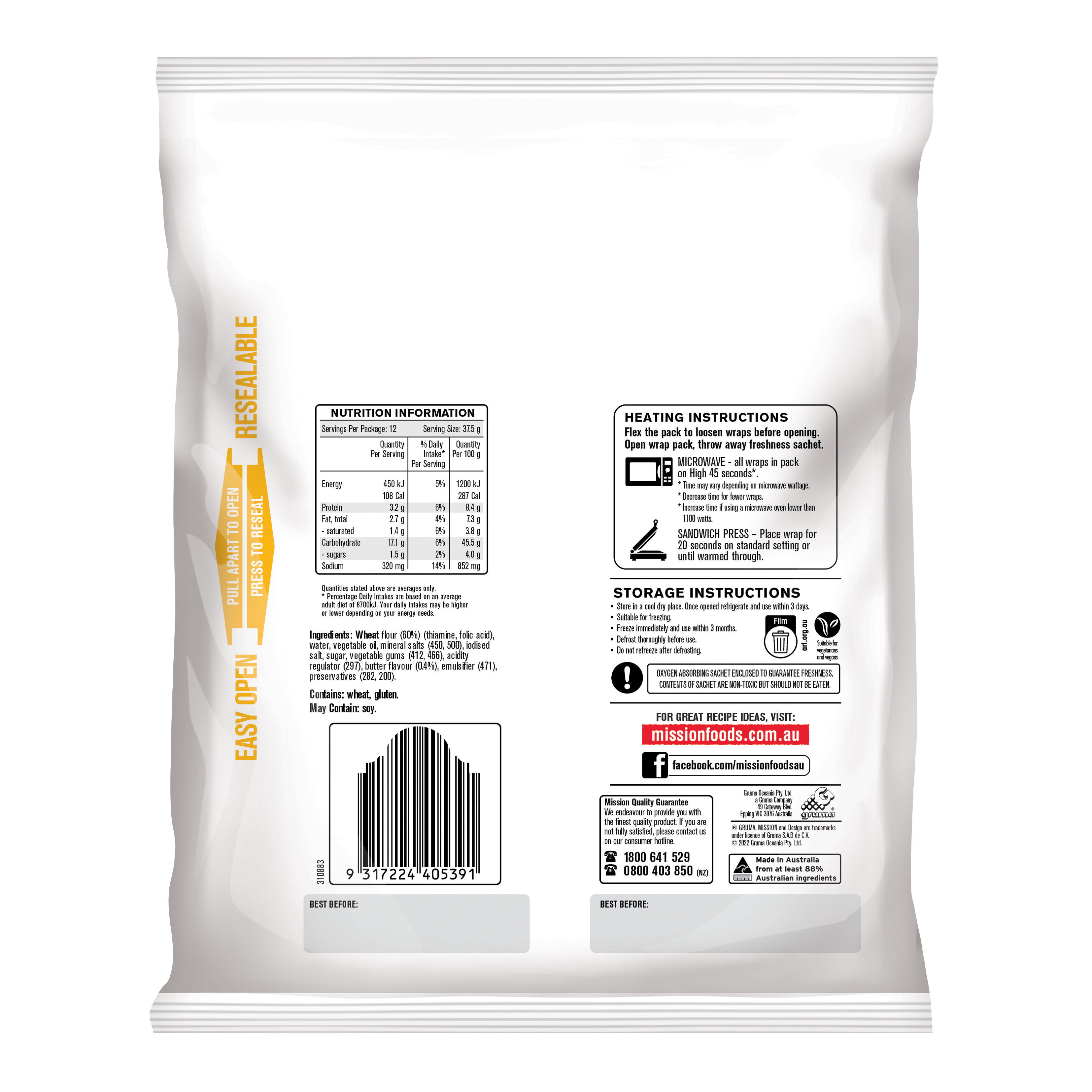 Mission Soft & Fluffy Butter Wraps Render Back