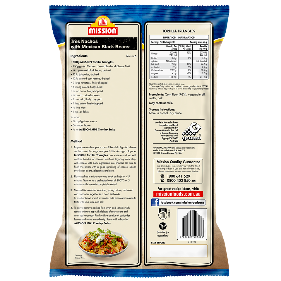 Mission Deli Style Tortilla Triangles Render Logo Back