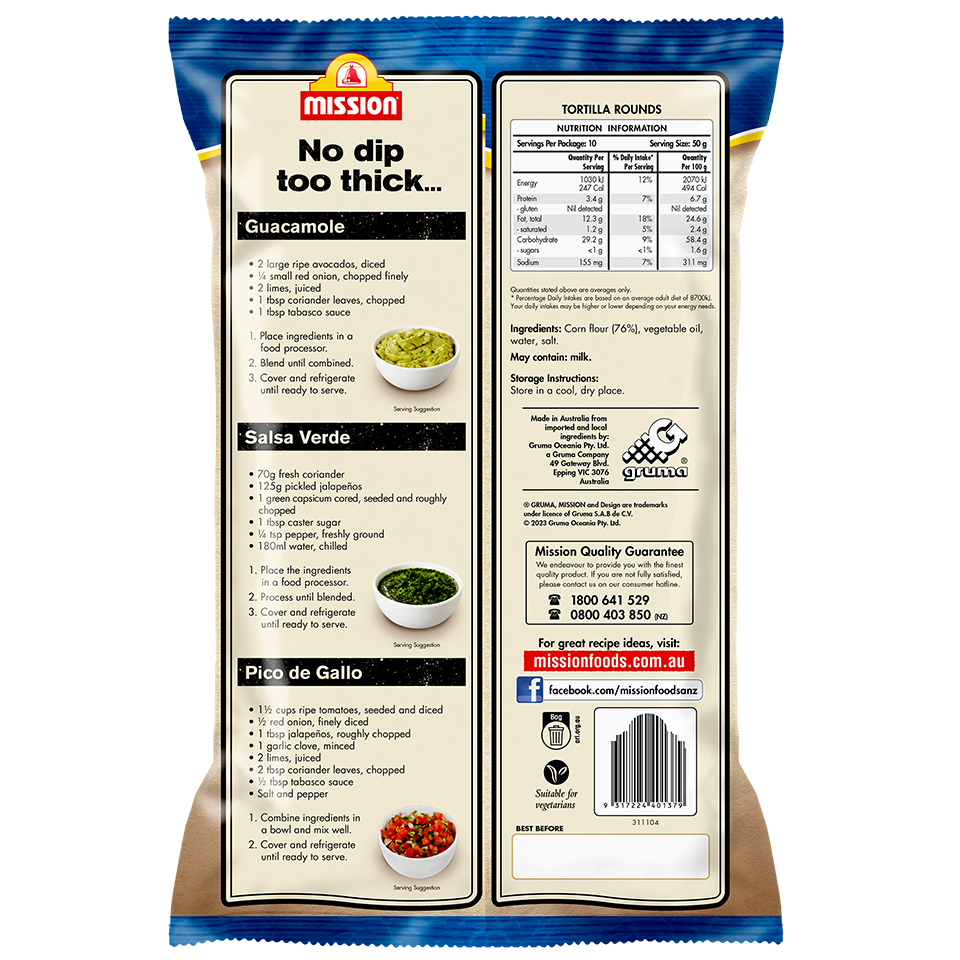 Mission Deli Style Tortilla Rounds Render Logo Back