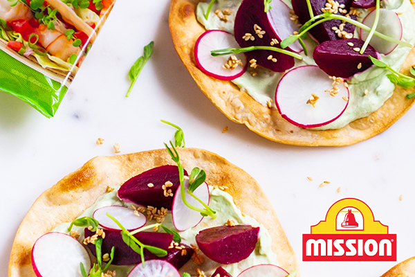 Fresh Green and Purple Tostadas