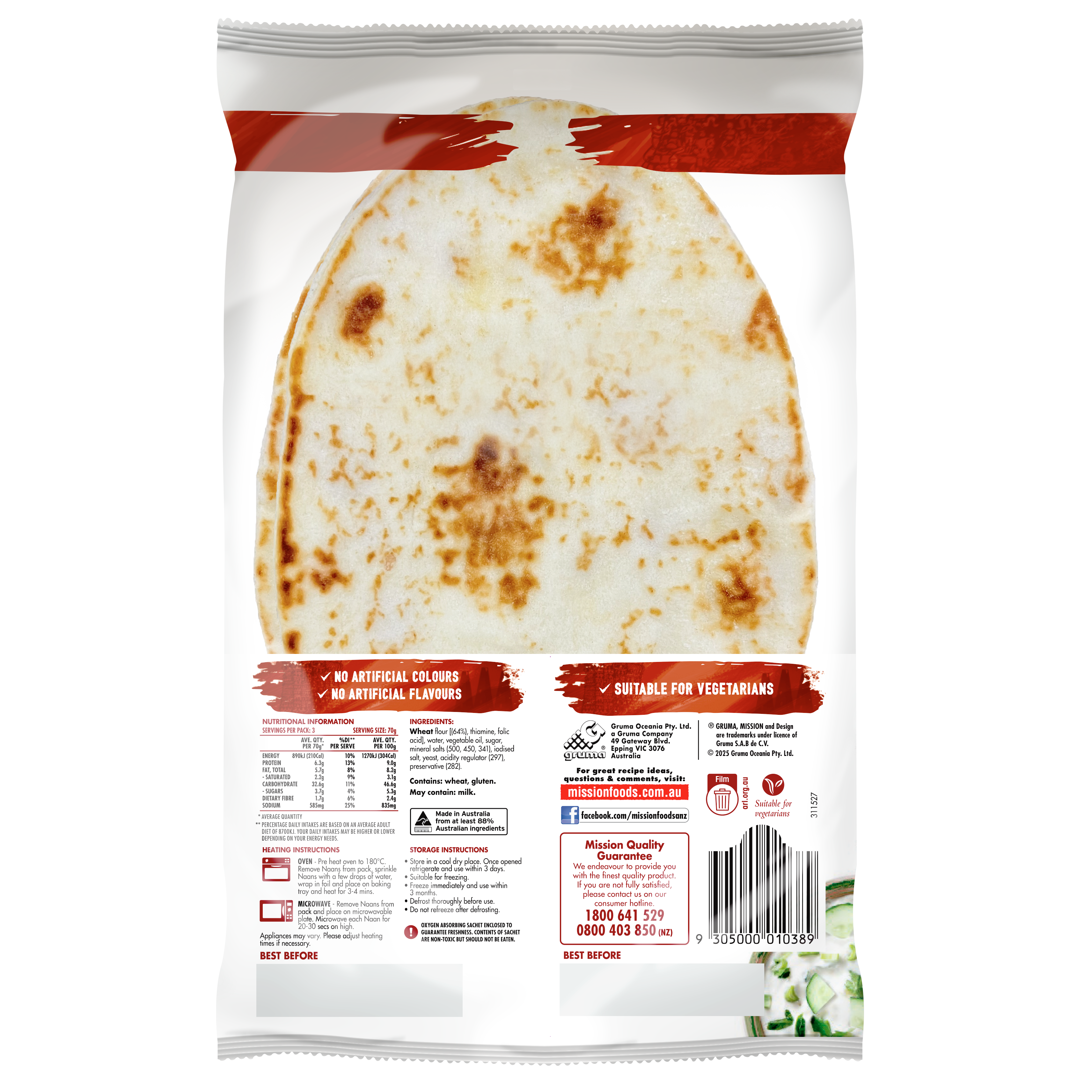 Mission Plain Naan 210G Back
