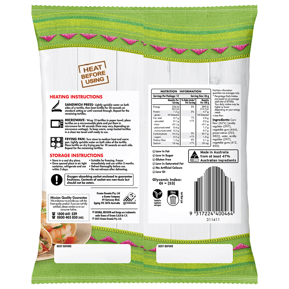 Mission Tortillas White Corn Render Logo Back